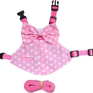 Одежда Lapin Tenue регулируемая для животных | Harnais pour Chat avec Laisse et Nœud pour Petits Animaux Furet, Écureuil, Promenade, Randonnée, Entraînement
