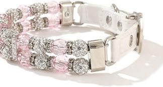 Регулируемое колье для Chien Et Chat En Cuir со стразами Multicolore Plusieurs Tailles (Розовый, S)