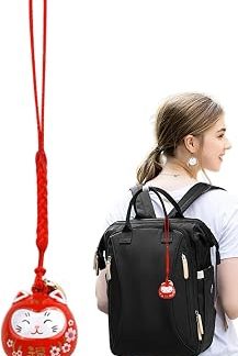 Pendentif Cloche Chat – Maneki Neko, Décoratif Poursac À Dos | Avec Symbole De Fortune, Аксессуар Animal Mignon Poursac À Main, Portefeuille,sac De | Подарок