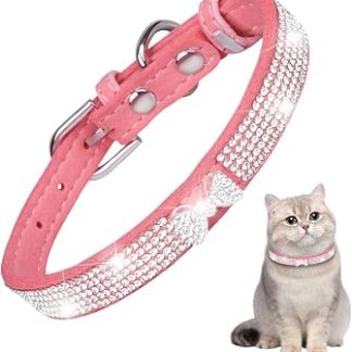 Collier pour chien со стразами - Из микрофибры - Респирант - Регулируемый | Pour fille etchat - Bijoux brillants à paillettes pour chiots - Attache Robuste - Элегантный аксессуар на юбилей
