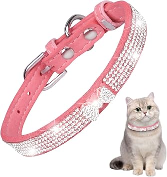 Collier pour chien со стразами - Из микрофибры - Респирант - Регулируемый | Pour fille etchat - Bijoux brillants à paillettes pour chiots - Attache Robuste - Элегантный аксессуар на юбилей