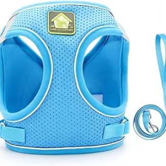 Harnais et Laisse Réfléchissants Anti-Fuite pour Chat Mailage Léger et Doux с Anneau Metallique Robuste Portable для Promenade de Chaton et Voyage, Синий, XL