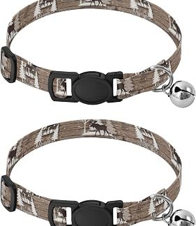 Moose Browns Лот из 2 колье régables en bois pour Chat с колокольчиком от 26 до 43 см