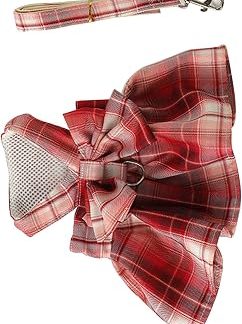 Cryfokt Robe Harnais pour Animaux de Compagnie, Jolie Robe Respirante с Nœud Papillon et Laisse pour Chiot, pour Fête de Mariage (L)