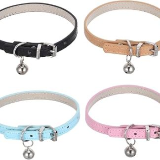 Ожерелья из 4 предметов для Chiens Cuir Synthétique с Clochette Ожерелья Съемные аксессуары для детей и чата Удобные и регулируемые приспособления для идентификации и развлечения