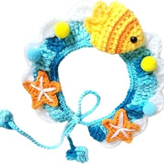 Универсальный трикотаж Collier для Animaux de Compagnie, Doux et Respirant, Bavoir pour Chat Mignon, pour les Festivals Intérieurs et Extérieurs, Matériau en Laine (Тип 1 M, 25 см/9,8 дюйма)