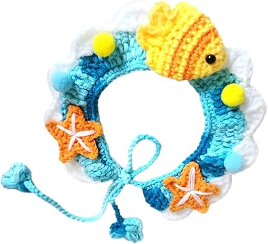 Универсальный трикотаж Collier для Animaux de Compagnie, Doux et Respirant, Bavoir pour Chat Mignon, pour les Festivals Intérieurs et Extérieurs, Matériau en Laine (Тип 1 M, 25 см/9,8 дюйма)