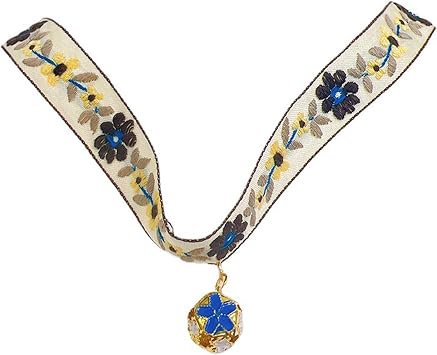 Колье Brodé pourchat et chaton с цветами — Collier réglable en tisu doux pourchat — M (25–30 см) — Желтый