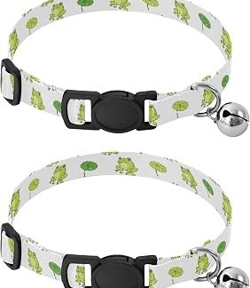 Лот из 2 колье Pour Chat с Clochette et grenouilles vertes – Régables – от 27,6 до 43,1 см