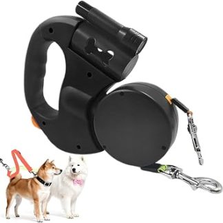 Laisse Double pour Deux Chiens Lumière LED Anti-Dérapante Гибкий этанш | Двойной связной для Chiens для кемпинга Randonnée Plage Sport Extérieur et Ramassage de Crottes