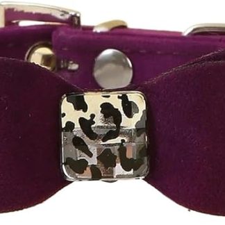 Collier de Chat en Velours Doux, Petit Chiot, Collier Chien, Nœud Papillon, фурнитура для домашних животных Echappée de Collier pour Chat(Фиолетовый,S)