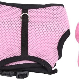 Harnais Confortable Réglable en Maille pour Lapin avec Laisse pour Petits Animaux de Compagnie, Matériau Doux Perméable à L'air, Harnais pour Lapin pour Promener les Petits Animaux (Rose)