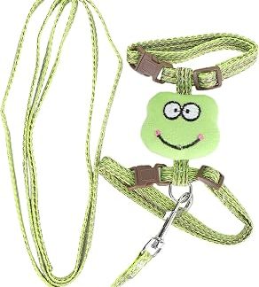 Harnais pourchat с laisse anti-fuit, gilet reglable и maille souple pour animaux de compagnie pour promener leschats, chiots, lapins, léger, respirant, confortable, Taille (Verte)