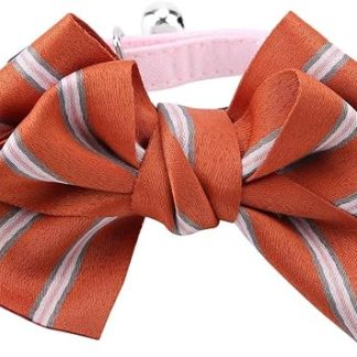 Nœud papillon pour animaux de compagnie, регулируемый, элегантный и удобный, vêtements avec nœud papillon pour chien, Chat, Chiot, Chaton, Rose, Orange, Gris, Tissu En Coton, Taille (M.)