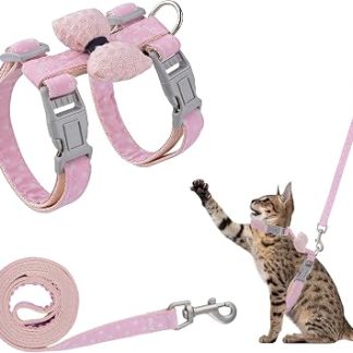 1 пальто и laisse pour chat pour la promenade, пальто anti-fugue и регулируемое в форме H, doux et réglable, респираторное и doté the Bandes Réfléchissantes (розовый, талия M)