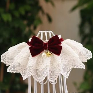Alomejor Foulard en Dentelle pour Animaux de Compagnie, элегантный, с Nœud en Perles, Facile à Porter, écharpe pour Fêtes D'anniversaire pour Animaux de Compagnie (S)