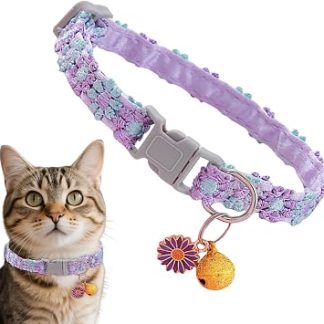 Collier Chat Anti-Etranglement Petit Moyen Grand Pendentif Floral Sécurité | Collier Boucle Sécurité Pour Chats, Chiens, Chiots, Animaux De