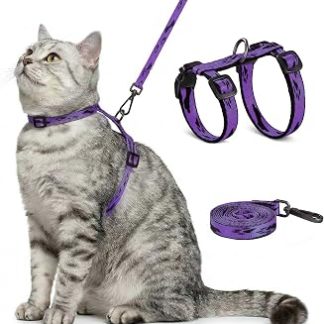 Harnais anti-éclatement pourchat avec laisse - Harnais reglable et softple pour Chat de Petite, Moyenne et Grande Taille - Harnais confortable pour l'extérieur - Фиолетовый