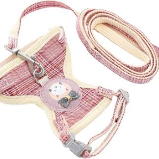FILFEEL Harnais pour Chat Perdu avec Laisse, Gilet Anti-fuite en Forme de I pour la Marche, Motif à Carreaux (1,0 см (удобно от 3 до 7 ливров))