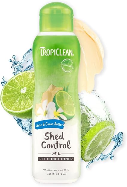 Средство для выпадения и распутывания шерсти животных TropiClean с натуральными ингредиентами - используется грумерами - с лаймом и маслом какао, 355 мл