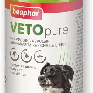 Beaphar VETOPURE – Шампунь от насекомых для собак и кошек – Экстракты маргозы, пиретрума и лавандина – Против блох, клещей и комаров – Немедленное действие – 250 мл