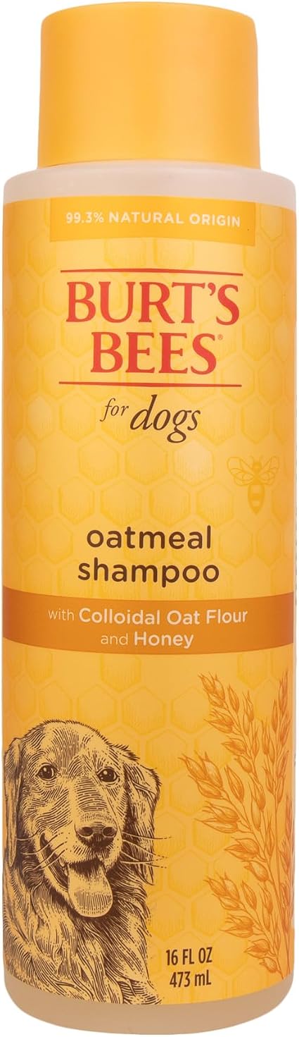 Овсяный шампунь для собак Burt's Bees | С коллоидной овсянкой и медом | Увлажняющий и питательный, не тестируется на животных, без сульфатов и парабенов, сбалансированный pH для собак - Сделано в США, 473 мл