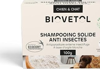 Biovetol - Твердый шампунь для кошек и собак, органический, сертифицирован Ecocert - 100 г (против насекомых)