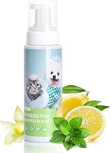 Мягкий сухой шампунь Nobleza для собак, кошек и кроликов, подходит для животных с ослабленным иммунитетом, пенный шампунь для котят и щенков, смывается без воды и ополаскивания, 250 мл.