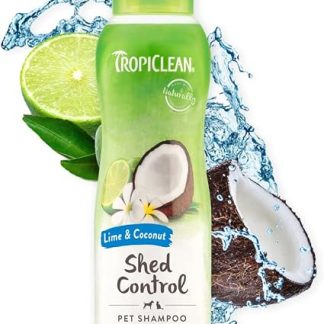 Шампунь TropiClean для ухода за собаками с натуральными ингредиентами, предотвращающий выпадение шерсти, с ароматом лайма и кокоса, 355 мл.