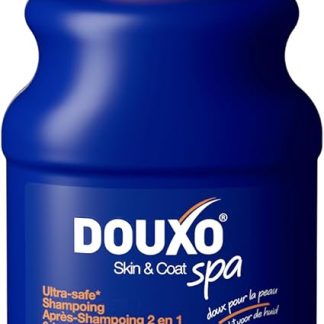 Шампунь DOUXO Skin & Coat Spa - Ультрабезопасный шампунь 2-в-1 для распутывания шерсти собак, 250 мл, глубоко очищает и увлажняет кожу и шерсть, делает шерсть мягкой, шелковистой и легко распутываемой, бережно относится к коже.