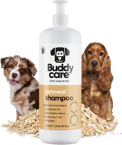 Овсяный шампунь Buddycare - шампунь для собак с раздраженной кожей - успокаивающий и увлажняющий - с алоэ вера и провитамином B5 (1 л)