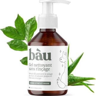 BAU Cosmesi Gel Nettoyant sans Rinçage pour Chien – Шампунь Sec Bio & Naturel, Hygiénisant et Hydratant à l’Aloe Vera – без парабенов и силиконов – Аргана, 250 мл (TeaTree)