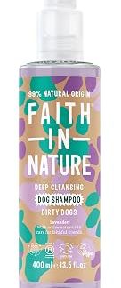 Натуральный лавандовый шампунь для собак Faith in Nature, веганский, не тестируется на животных, без SLS, глубокое очищение, для грязных собак, 400 мл