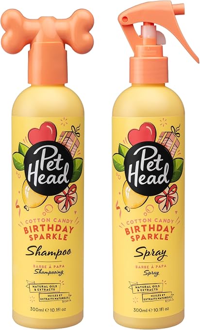 Набор шампуня и спрея для собак Pet Head Birthday Sparkle - аромат сахарной ваты, веганский, гипоаллергенный, натуральный, нежная формула для щенков (2 x 300 мл)