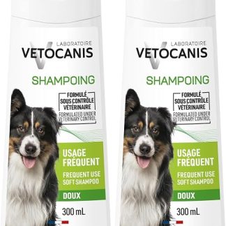 Vetocanis - Дермопротекторный шампунь для собак для частого использования - Увлажняющий экстракт алоэ вера - 0% силикона, 0% парабенов - Сделано во Франции - Lad, 300 мл (упаковка из 2 шт.)