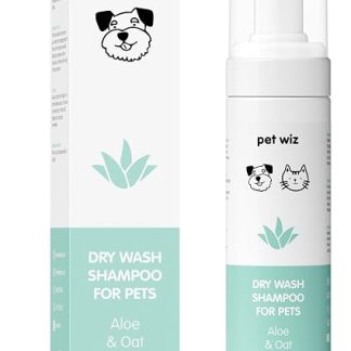 Шампунь для сухой мытья домашних животных Pet Wiz - успокаивающий и дезодорирующий, натуральные ингредиенты, быстро сохнет и не требует смывания (алоэ и овес).