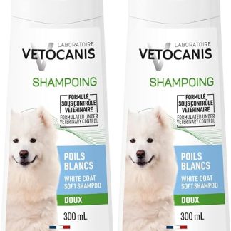 Vetocanis | Шампунь для собак | Белая и светлая шерсть | Натуральный состав, без силиконов и парабенов | Блестящий и шелковистый вид | Разработано ветеринарами | Сделано во Франции | 300 мл