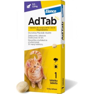 Жевательные таблетки AdTab 12 мг x 1 для кошек весом 0,5-2 кг от блох и клещей.