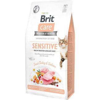 Корм для кошек Brit Care Cat Sensitive с индейкой и лососем, беззерновой, 0,4 кг