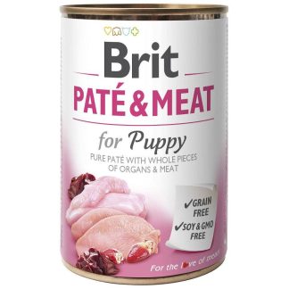 Влажный корм для щенков Brit Pate&Meat с курицей и индейкой, 800 г