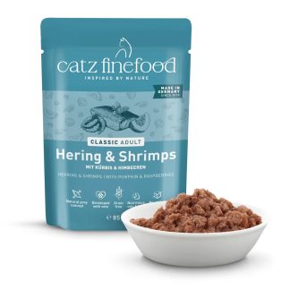 Влажный кошачий корм Catz Finefood № 13 «Сельдь и креветки», 85 г.
