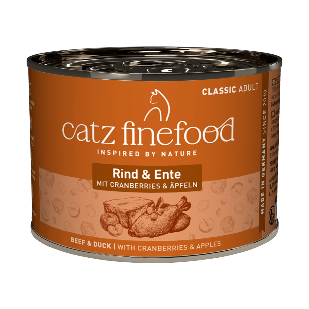 Влажный корм для кошек Catz Finefood № 23 со вкусом говядины и утки, 200 г.