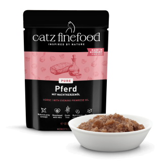 Влажный корм для кошек Catz finefood Purrrr No.123 Horse, 85 г, 98,8% мяса.