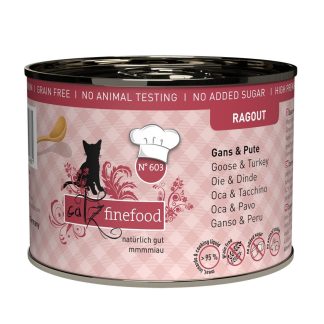 Catz Finefood Ragout No.603 180 г - Корм ​​для кошек со вкусом гуся, индейки, брокколи и груши.