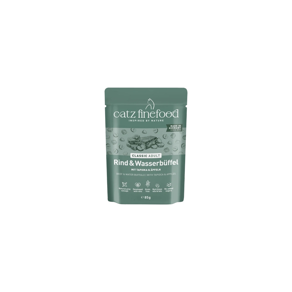 Влажный корм для кошек Catz Finefood из говядины и буйволиного молока, 85 г.