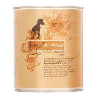 Влажный гипоаллергенный корм для собак Dogz finefood No.8, 100% индейка и козлятина, 800 г.