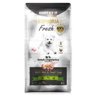 Корм EUPHORIA Fresh с индейкой и ягненком для собак миниатюрных и мелких пород, 2 кг.