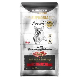 Корм EUPHORIA Fresh со свининой и говядиной для собак миниатюрных и мелких пород, 2 кг.