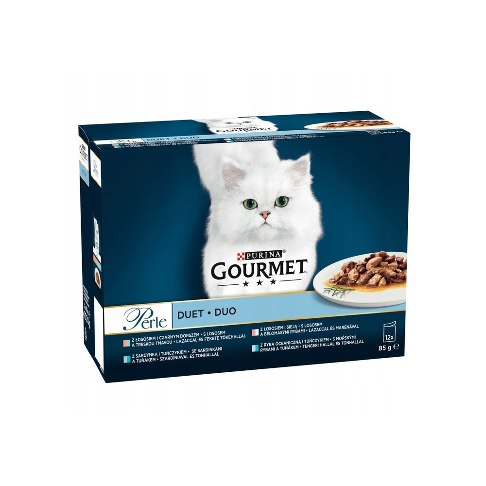Корм для кошек Gourmet Perle Fish Duo, 12 пакетиков по 85 г