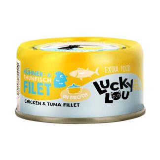 Корм Lucky Lou 70 г, курица и филе тунца, для привередливых кошек.